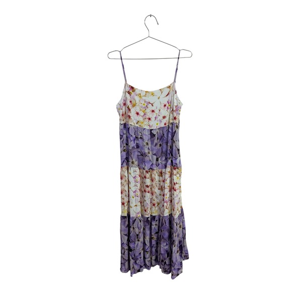 Desigual‎ Estrella Maxi Dress Tiered Patchwork Floral Boho Purple White XL - Picture 3 of 9